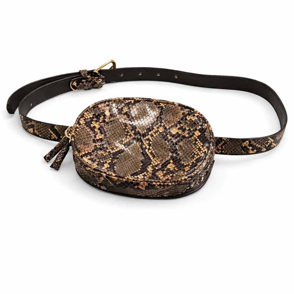 By Anthropologie Snakeskin Belt Bag Sz S/M NWT